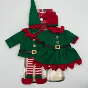 St. Nicholas Square Christmas Holiday Wine Covers - Set of 2